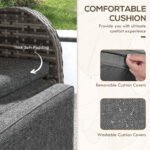 Outsunny 2 Seater Rattan Chaise Lounge Set with Reclining Seats & Cushions – Patio Garden Sofa - Image 7