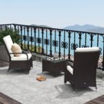 Outsunny 3 Piece Rattan Bistro Set – Garden Furniture Set with Glass Top Table, Cushioned Chairs & Cover - Image 2