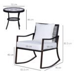 Outsunny 3 Piece Rattan Bistro Set with 2-Tier Coffee Table & Cushioned Chairs – Garden Patio Furniture - Image 3