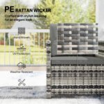 Outsunny 3 Piece Rattan Bistro Set with 2-Tier Glass Top Table & Cushioned Chairs – Garden Patio Furniture - Image 14