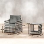 Outsunny 3 Piece Rattan Bistro Set with 2-Tier Glass Top Table & Cushioned Chairs – Garden Patio Furniture - Image 12