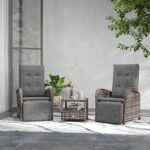 Outsunny 2 Seater Rattan Chaise Lounge Set with Reclining Seats & Cushions – Patio Garden Sofa - Image 2