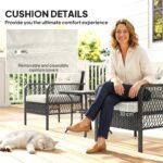 Outsunny 3 Piece Rattan Bistro Set with Glass Top Coffee Table & Cushioned Chairs – Garden Patio Furniture - Image 33