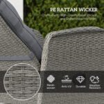 Outsunny 2 Seater Rattan Chaise Lounge Set with Reclining Seats & Cushions – Patio Garden Sofa - Image 22