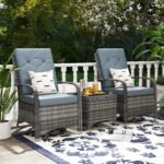 Outsunny 3 Piece Rattan Bistro Set – Garden Furniture Set with Glass Top Table, Cushioned Chairs & Cover - Image 11