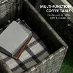 Outsunny 3 Piece Rattan Bistro Set with Storage Coffee Table & Cushioned Chairs – Garden Patio Furniture - Image 5