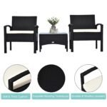 Outsunny 3 Piece Rattan Bistro Set with Glass Top Coffee Table & Cushioned Chairs – Garden Patio Furniture - Image 15