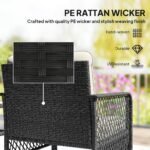 Outsunny 3 Piece Rattan Bistro Set with Glass Top Coffee Table & Cushioned Chairs – Garden Patio Furniture - Image 32
