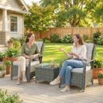 Outsunny 3 Piece Rattan Bistro Set – Garden Furniture Set with Glass Top Table, Cushioned Chairs & Cover - Image 36