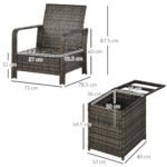 Outsunny 3 Piece Rattan Bistro Set with Storage Coffee Table & Cushioned Chairs – Garden Patio Furniture - Image 12