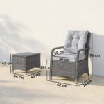 Outsunny 3 Piece Rattan Bistro Set – Garden Furniture Set with Glass Top Table, Cushioned Chairs & Cover - Image 30