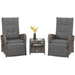 Outsunny 2 Seater Rattan Chaise Lounge Set with Reclining Seats & Cushions – Patio Garden Sofa