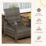 Outsunny 3 Piece Rattan Bistro Set with Storage Coffee Table & Cushioned Chairs – Garden Patio Furniture - Image 13