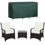 Outsunny 3 Piece Rattan Bistro Set – Garden Furniture Set with Glass Top Table, Cushioned Chairs & Cover