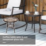 Outsunny 3 Piece Rattan Bistro Set with 2-Tier Coffee Table & Cushioned Chairs – Garden Patio Furniture - Image 4