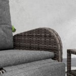 Outsunny 2 Seater Rattan Chaise Lounge Set with Reclining Seats & Cushions – Patio Garden Sofa - Image 8