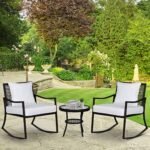 Outsunny 3 Piece Rattan Bistro Set with 2-Tier Coffee Table & Cushioned Chairs – Garden Patio Furniture - Image 2
