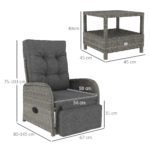 Outsunny 2 Seater Rattan Chaise Lounge Set with Reclining Seats & Cushions – Patio Garden Sofa - Image 21