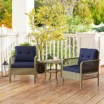 Outsunny 3 Piece Rattan Bistro Set with Glass Top Coffee Table & Cushioned Chairs – Garden Patio Furniture - Image 20