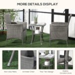 Outsunny 3 Piece Rattan Bistro Set with 2-Tier Coffee Table & Cushioned Chairs – Garden Patio Furniture - Image 5