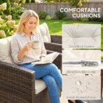 Outsunny 3 Piece Rattan Bistro Set with 2-Tier Glass Top Table & Cushioned Chairs – Garden Patio Furniture - Image 6