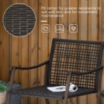 Outsunny 3 Piece Rattan Bistro Set with 2-Tier Coffee Table & Cushioned Chairs – Garden Patio Furniture - Image 6