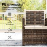 Outsunny 3 Piece Rattan Bistro Set with 2-Tier Glass Top Table & Cushioned Chairs – Garden Patio Furniture - Image 5