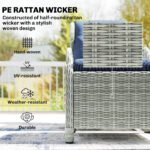 Outsunny 5 Piece Rattan Bistro Set with Adjustable Back, Cushions & Glass Top Coffee Table - Image 31