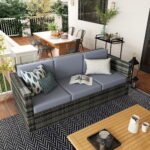 Outsunny 3 Seater Rattan Garden Sofa – All Weather Wicker with Metal Frame & Fire Resistant Cushions - Image 2