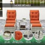 Outsunny 5 Piece Rattan Bistro Set with Adjustable Back, Cushions & Glass Top Coffee Table - Image 7