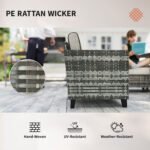 Outsunny 5 Piece Rattan Garden Furniture Set with Fire Pit Table – Grey - Image 6