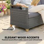 Outsunny 3 Seater Rattan Garden Sofa – Wide Deep Seat with 4 Inch Cushions & Wood Effect Armrests - Image 15