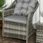 Outsunny 3 Piece Rattan Bistro Set with Cushions & Glass Top Table - Image 8