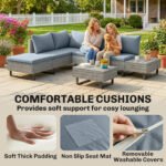 Outsunny Rattan Garden Furniture Set – 5 Seater L Shaped Corner Sofa with Adjustable Back & Tables - Image 8