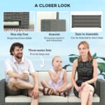 Outsunny 3 Seater Rattan Garden Sofa – All Weather Wicker with Metal Frame & Fire Resistant Cushions - Image 15