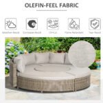 Outsunny 5 Piece Rattan Garden Daybed Set with Cushions, Liftable Coffee Table & Protective Cover, Grey - Image 7