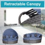 Outsunny Rattan Garden Daybed Set with Retractable Canopy, Cushions & Coffee Table - Image 6