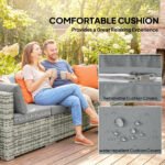 Outsunny 10 Piece Rattan Garden Furniture Set – Corner Sofa Set with Chairs, Stools & Coffee Table - Image 14