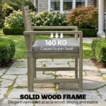 Outsunny 4 Seater Wooden Garden Furniture Set – Acacia Wood Sofa Set with Loveseat, Armchairs & Table - Image 5