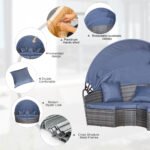 Outsunny Rattan Garden Daybed Set with Retractable Canopy, Cushions & Coffee Table - Image 5