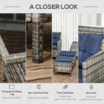 Outsunny 7 Seater Rattan Garden Sofa Set – Patio Furniture with Cushions & Glass Table - Image 6