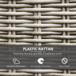 Outsunny 5 Piece Rattan Garden Daybed Set with Cushions, Liftable Coffee Table & Protective Cover, Grey - Image 6