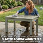 Outsunny 4 Seater Wooden Garden Furniture Set – Acacia Wood Sofa Set with Loveseat, Armchairs & Table - Image 11