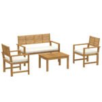 Outsunny 4 Seater Wooden Garden Furniture Set – Acacia Wood Sofa Set with Loveseat, Armchairs & Table - Image 14