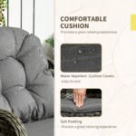Outsunny 3 Piece Rattan Bistro Set with Cushions & Glass Top Table - Image 5