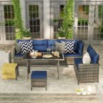 Outsunny 7 Seater Rattan Garden Sofa Set – Patio Furniture with Cushions & Glass Table - Image 2