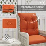 Outsunny 5 Piece Rattan Bistro Set with Adjustable Back, Cushions & Glass Top Coffee Table - Image 5