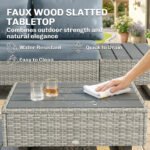 Outsunny Rattan Garden Furniture Set – 5 Seater L Shaped Corner Sofa with Adjustable Back & Tables - Image 6