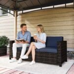 Outsunny 3 Seater Rattan Garden Sofa – All Weather Wicker with Metal Frame & Fire Resistant Cushions - Image 35