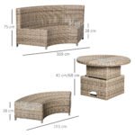 Outsunny 5 Piece Rattan Garden Daybed Set with Cushions, Liftable Coffee Table & Protective Cover, Grey - Image 3